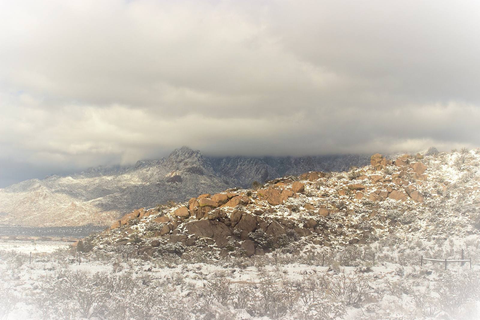 The Sandia Mountains under snow