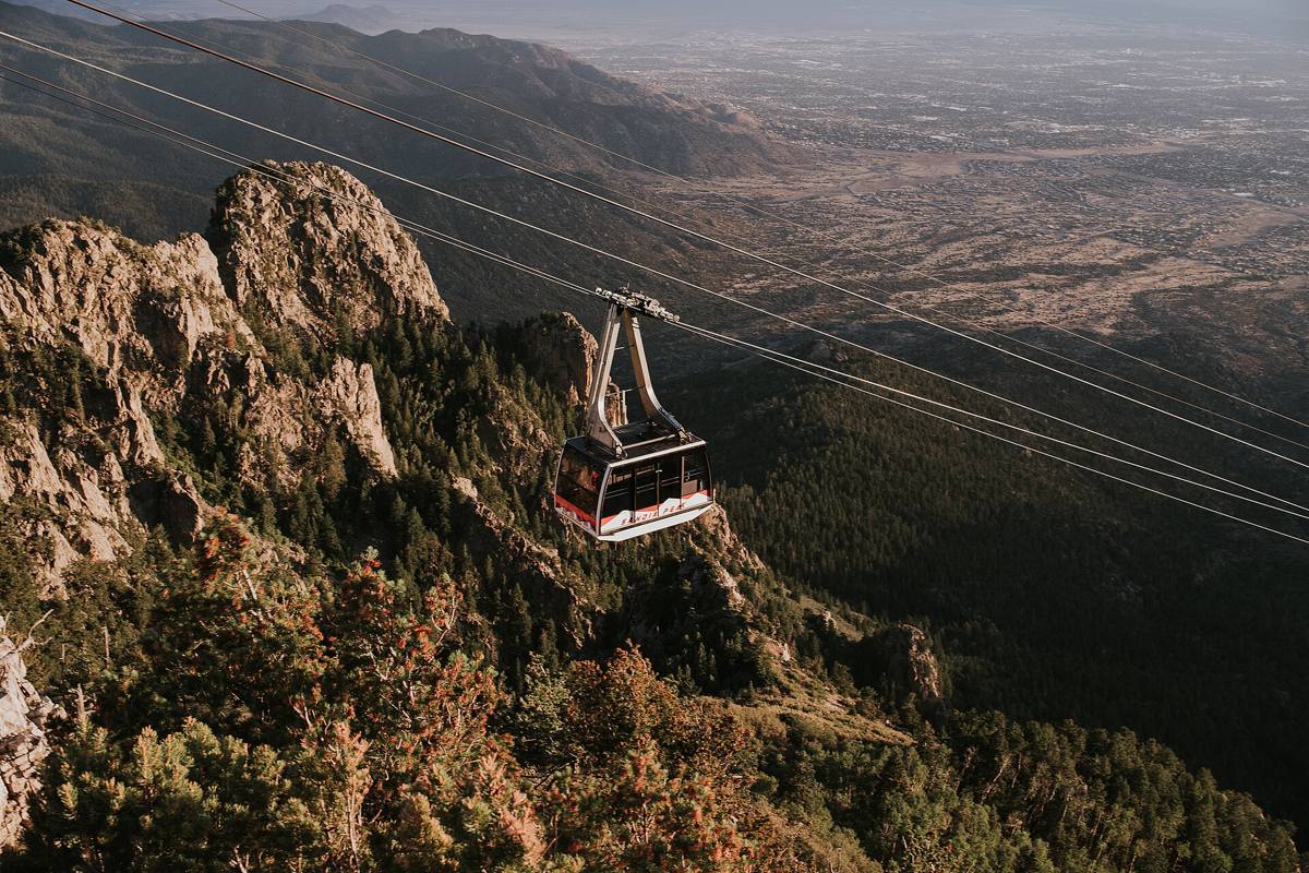 Sandia Peak Tramway above the foothills